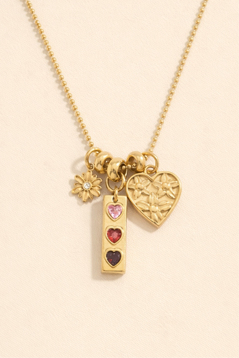 Trinity Heart Charm Necklace